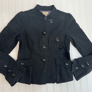 Anthropologie Elevenses Jacket 4 Charcoal Bird FEATHERED FRIEND Military